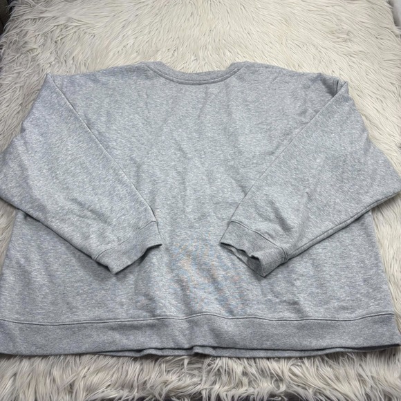 Maeve Women's 3X Varsity Crew Sweatshirt Gray Green Preppy Athleisure V-Stripe - Picture 6 of 6